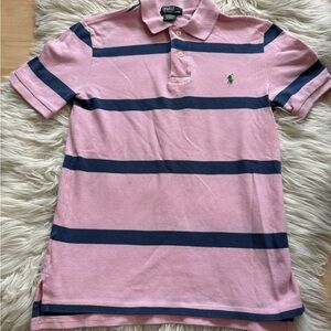 Polo Ralph Lauren Boys Pink / Blue Striped Polo Shirt M ( 10-12)